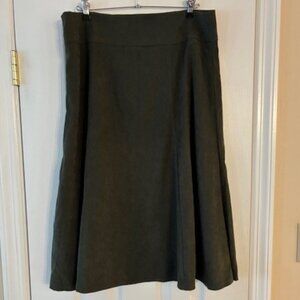 Lauren Scott Women's Olive Green Sueded A Line Flare Boho Midi Skirt Size 14